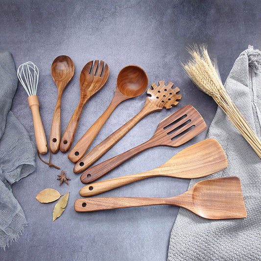 Acacia Wood Non-stick Frying Pan With Wooden Spatula